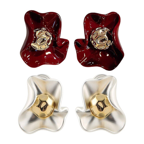 Boucles d'oreilles élégantes à finition métallique,-Blanc 1