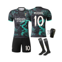 (#7 RONALDO, XL) (#10 MODRIC, M) 25-26 Real Madrid Dragon Pattern Black Green Football Jersey for Kids and Adults