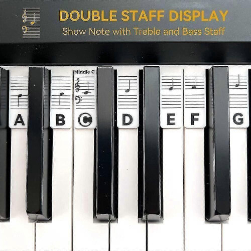 (multicolor) Removable Piano Keyboard Note Labels Reusable Silicone Piano Stickers 88 Keys 2