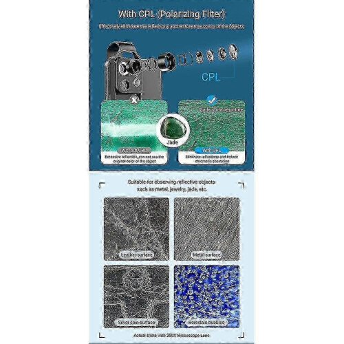 APEXEL 200X Magnification Microscope Lens with CPL Mobile LED black 1