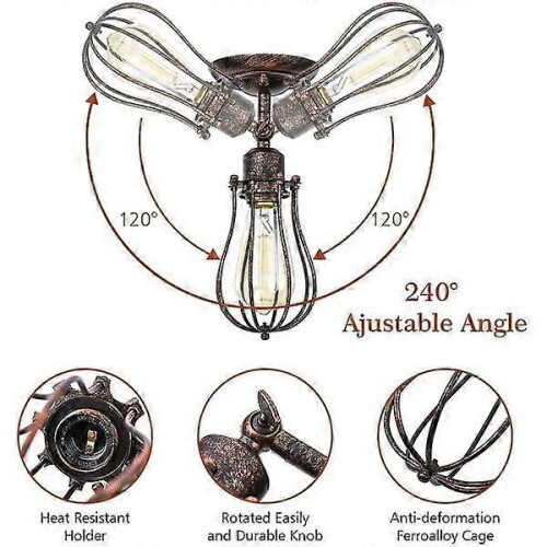2-Pack Industrial Wall Light E27 Shade Cage Pendant Lamp Vintage Ceiling Light Indoor 1