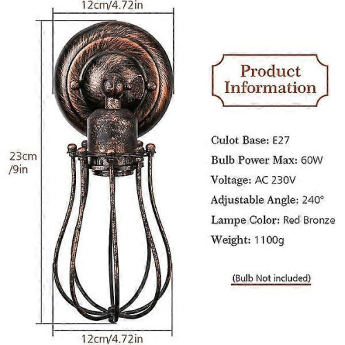 2-Pack Industrial Wall Light E27 Shade Cage Pendant Lamp Vintage Ceiling Light Indoor 2