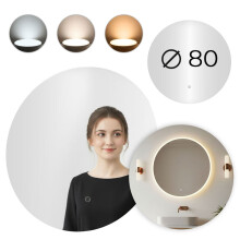 LED koupelnové zrcadlo, kulaté 80 cm, 3barevné dotykové ovládání