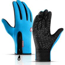 (L, blue) Freezer Thermal Gloves, Warm Winter Gloves with Water Resistant Coating and Touchscreen Function for Cold Storage, Outdoor, Work, Driving