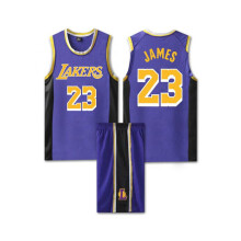 (Purple, 3XL) (Purple, 24) James jersey No. 23 Lakers children's basketball uniform set