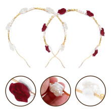Fascia per capelli con fiori di rosa in bianco o bordeaux – Rame e