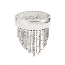 Trendy Layered Chain Bracelet With Movable Fringe Detail-silver