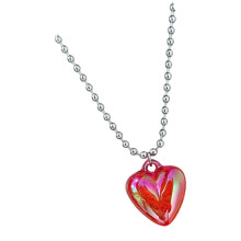 Collier en acier titane avec breloque en forme de cœur,-Rouge