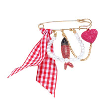 Mooie grote geruite tropische vis hart broche corsage pin voor