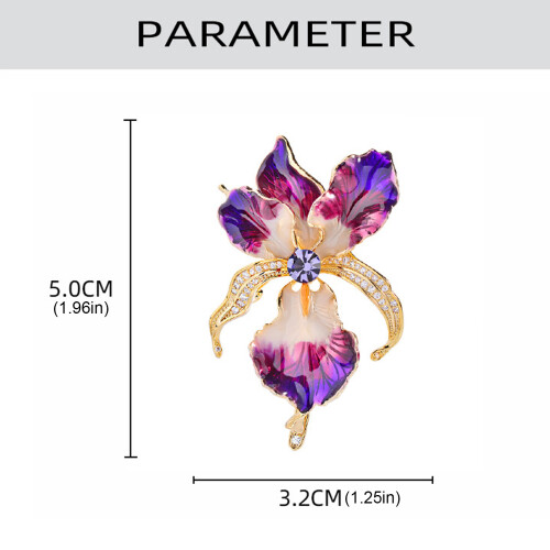Handgefertigte Kupfer-Iris-Brosche, lebendige-Lila 2