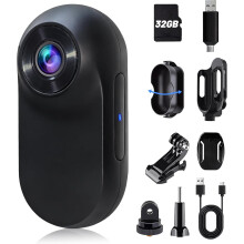 Mini Body Camera, Thumb Size Mini Action Camera, Built in 32GB Storage Bodycam, Body Cam for Cycling, Travel, Outdoor Adventures(Matte Black)