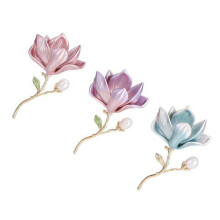 Prachtige Magnolia Bloemenbroche Trio Stevige Zinklegering