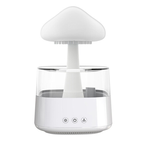 (450ML, White) 2 in 1 Clouds Rain Humidifier Multifunctional Low Noise USB Diffuser for Living Room