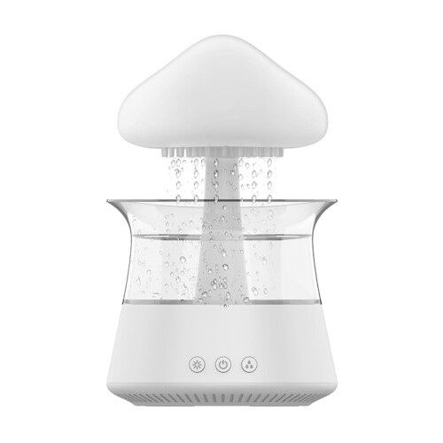 (300ML, White) 2 in 1 Clouds Rain Humidifier Multifunctional Low Noise USB Diffuser for Living Room