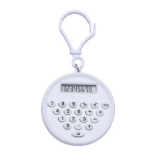 Porte-clés rond Portable, calculatrice, boutons-Blanc