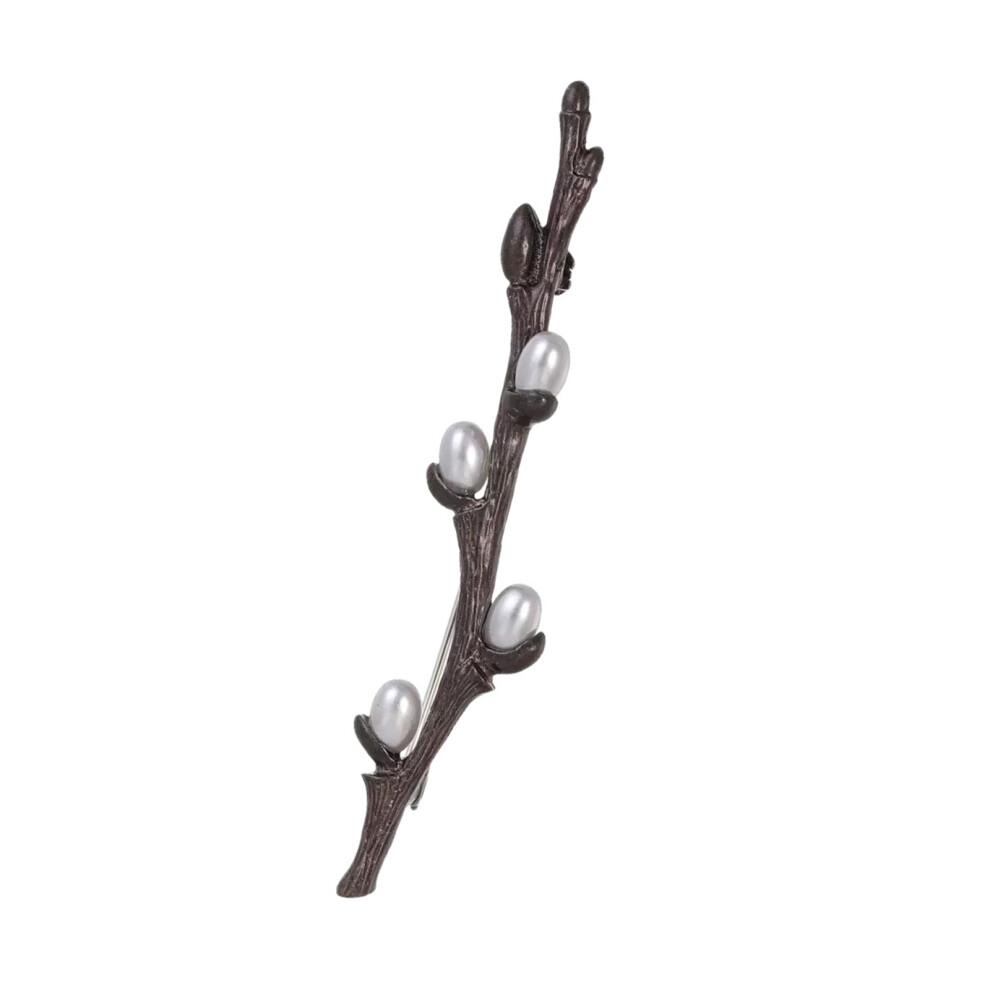 Elegant Plum Tree Branch Brooch Secure Clasp Badge Pin For