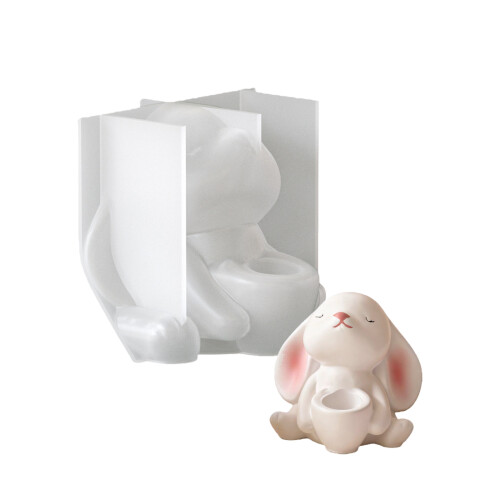 Vase à fleurs en forme de lapin, moule en Silicone,-modèle 1