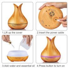(US Plug) 400ML Essential Oil Diffuser Ultrasonic Aromatherapy Air Humidifier for Home Office Spa