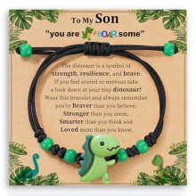 Lovely Braided Dinosaur Resin Bracelet Adjustable Length For-F.