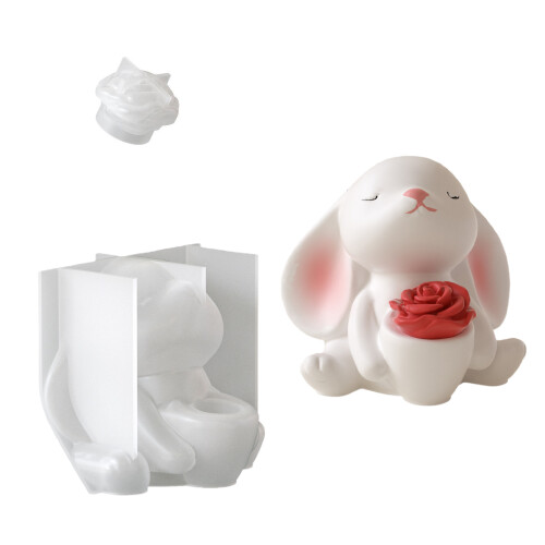 Vase en forme de lapin élégant, moule en Silicone,-modèle 2