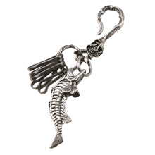 Porte-clés en alliage avec tête de mort audacieuse, pendentif-C