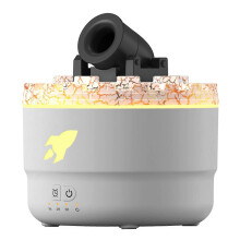 (White) Volcano Cannon Humidifier with Mist Rings & Colorful Ligths - Home Humidifier & Aroma Diffuser, Creative Birthday Gift