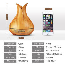 (EU Plug) 400ML Essential Oil Diffuser Ultrasonic Aromatherapy Air Humidifier for Home Office Spa
