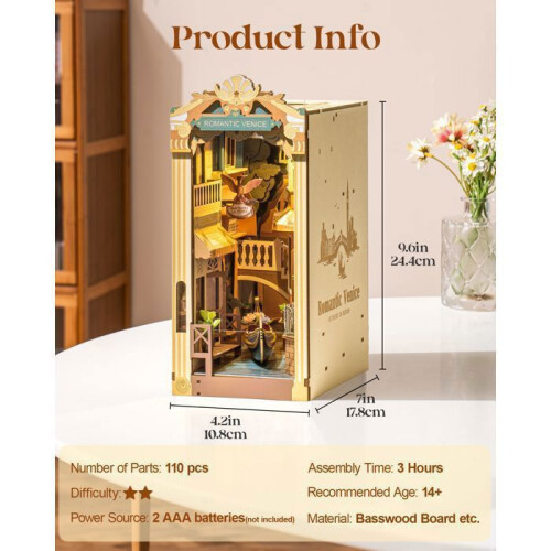 3D Παζλ - Κιτ Γωνιάς Βιβλίου με Φως LED (Ρομαντική Βενετία), αυτοσυναρμολογούμεν 2
