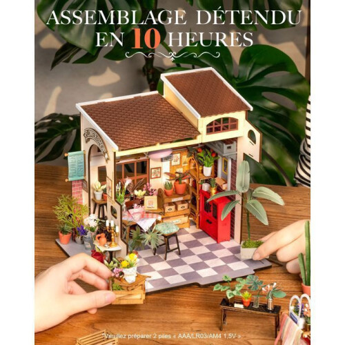 Ξύλινο παζλ 3D - Μινιατούρα σπιτάκι Emily's Flower Shop, εσωτερική διακόσμηση παζλ 2