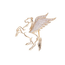 Exquisite Metal Brooch Flying Horse Clothing Jewelry-Gold