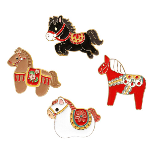 4 Stücke 2026 Jahr Pferd Schmuck Pin Brosche Retro
