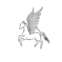 Unieke broche pin vliegend paard badge mooie pin legering-Zilver