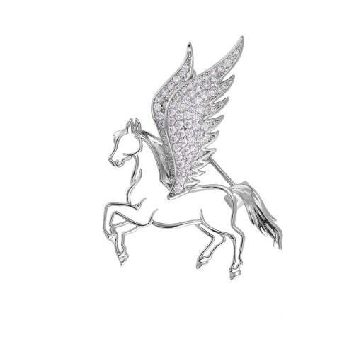 Modische Charm-Brosche, Brosche mit fliegendem Pferd,-Silber