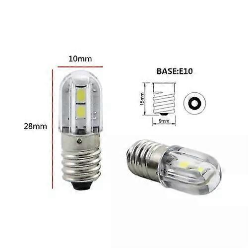 (2pcs-Warm White) E10 6V LED Bulb 2W AC DC Compatible Screw Base Light Source Lamp for Model Decor Instrument Lighting 1