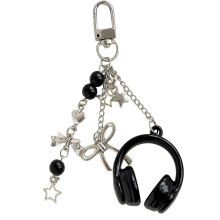 Creative Gift Music Earphone Keychain For Friend Family-Black