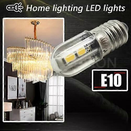 (2pcs-Warm White) E10 6V LED Bulb 2W AC DC Compatible Screw Base Light Source Lamp for Model Decor Instrument Lighting 2