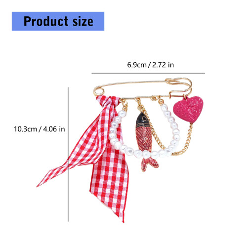 Creative Oversized Ocean Theme Fish Heart Checkered Ribbon 2