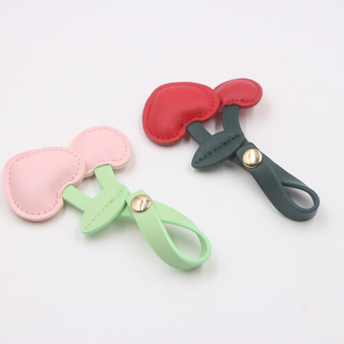 PU lederen sleutelhanger Cherrys Charm voor-Roze 2