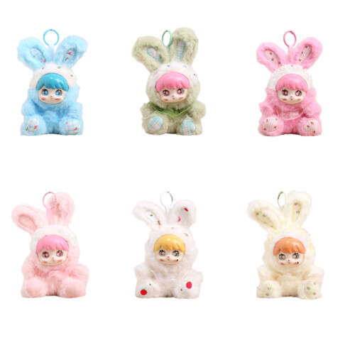 Porte-clés en forme de lapin ludique, Options multicolores,-Bleu 2