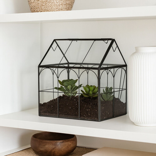 Glashusformat terrarium för krukväxter 2