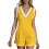 Womens Athletic Romper Backless Sleeveless Short-Yellow S 1