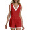 Womens Athletic Romper Backless Sleeveless Short-Red XL 1