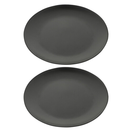 OUNONA Black Melamine Serving Plates 22.8 cm 2 pcs