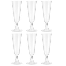 Taças de champanhe de plástico com glitter dourado (pacote com 6)
