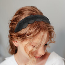Bandeau large élégant pour femme – Cerceau à cheveux en maille noire
