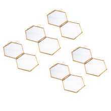 5x Ramă foto hexagonală din sticlă cu margine metalică