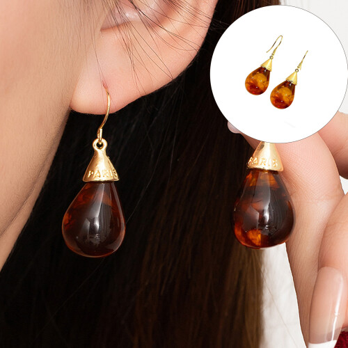 Lightweight Retro Brown Earrings With Easy Hook Closure Ear 1