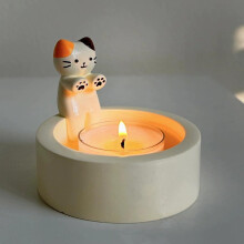 Schattige kattenkaarsenhouder | Theelichthouders met kittens | Theelichthouder met warme pootafdrukken | Leuke kaarsenhouder voor huisdecoratie | Kat