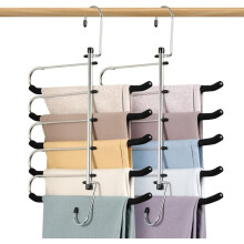 2-pack space-saving hangers - non-slip trouser hangers with foam-padded swing hangers, multi-layer hanger organizer and storage compatible pants, sca