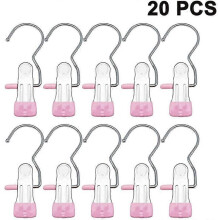 20 pcs Boot Hanger Clips, Clothes Hook Hanging Clothes Pegs Stainless Steel Clothes Hanger Holder Clips compatible Socks, Towels, Underwear, Hats, Sc
